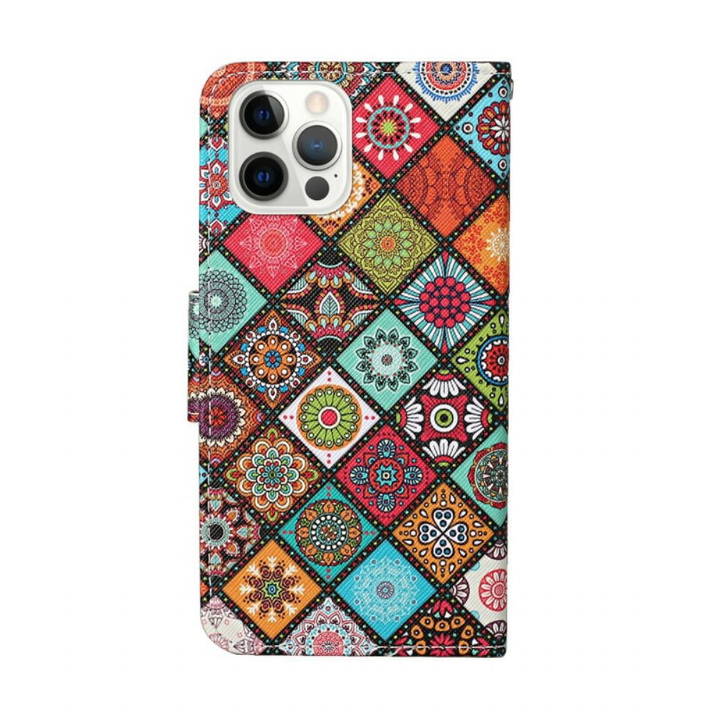 Lederhüllen Für iPhone 13 Pro Patchwork-mandalas Mit Lanyard