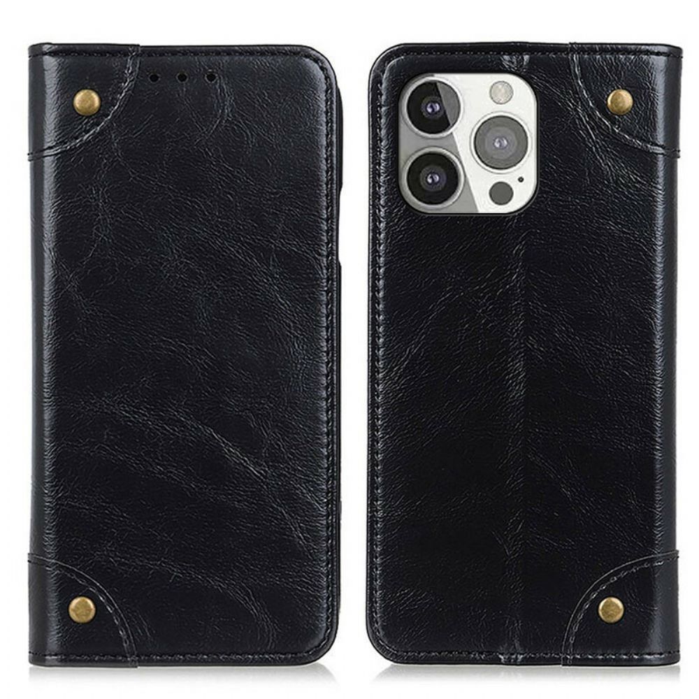 Schutzhülle Für iPhone 13 Pro Flip Case Vintage Nieten