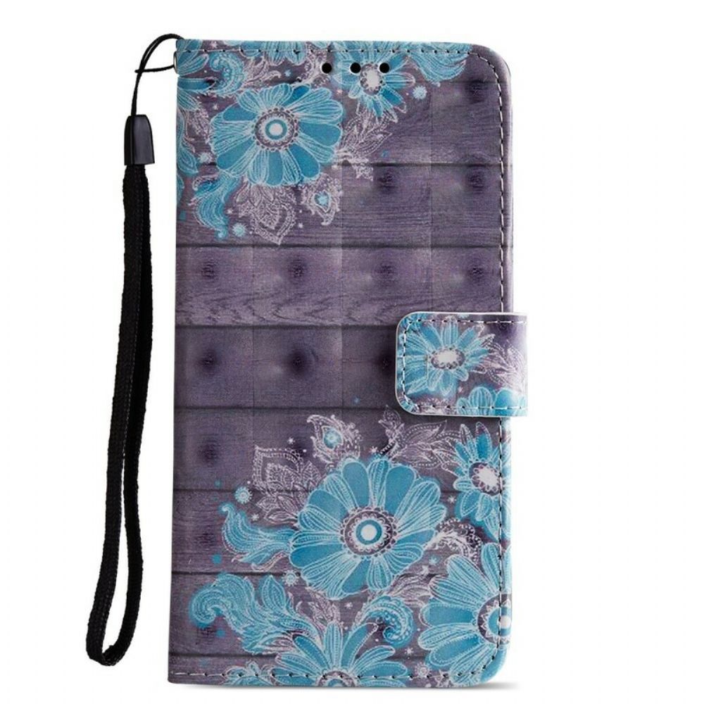 Flip Case Für Huawei P20 3d Blaue Blumen