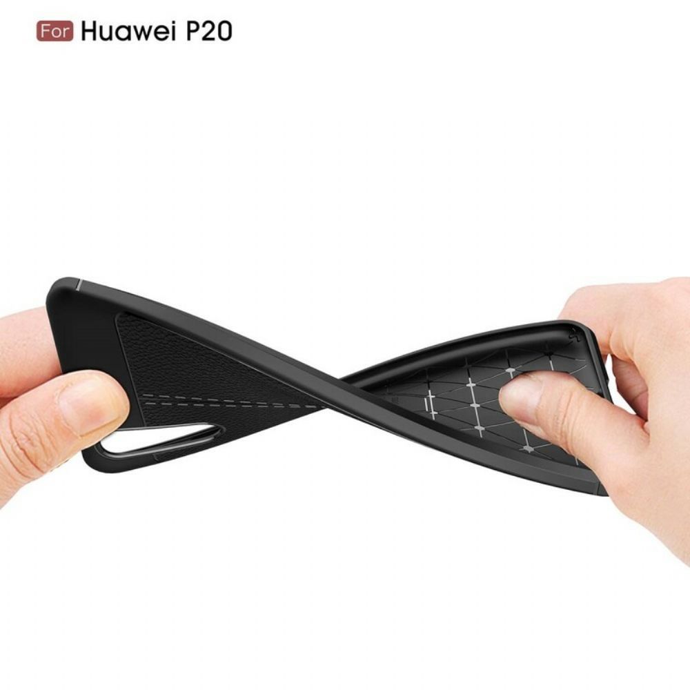 Handyhülle Für Huawei P20 Doppellinie Litschi-leder-effekt