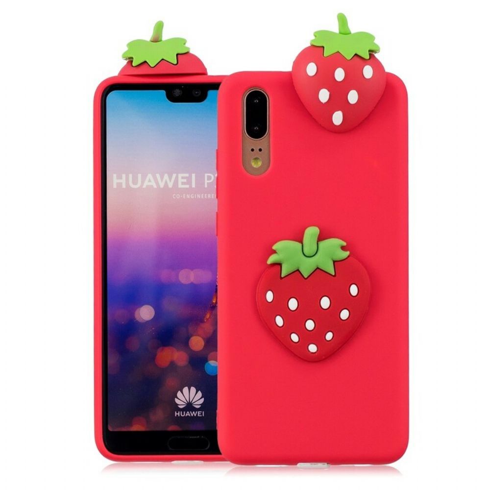 Hülle Für Huawei P20 3d Erdbeere