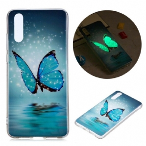 Hülle Für Huawei P20 Fluoreszierender Blauer Schmetterling