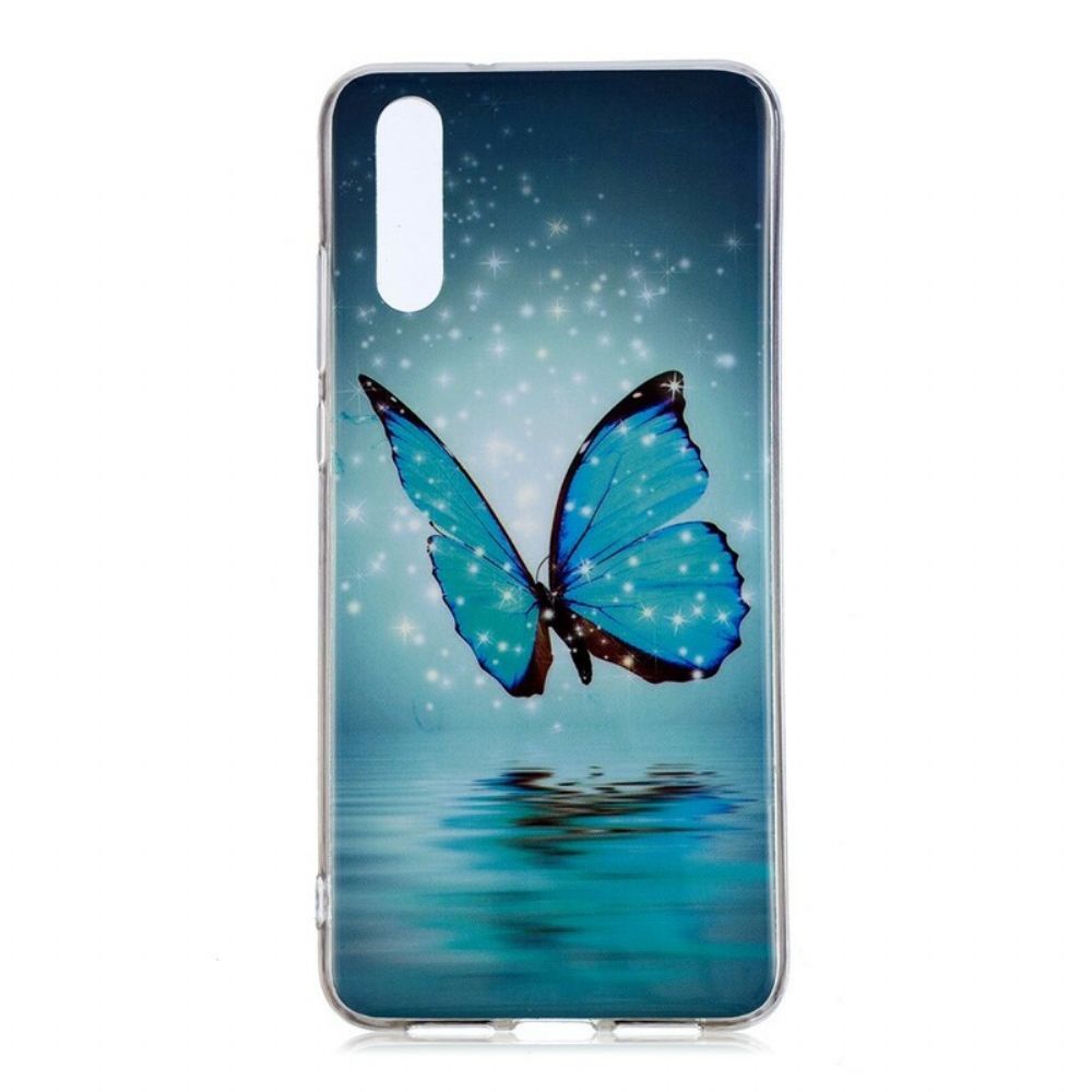 Hülle Für Huawei P20 Fluoreszierender Blauer Schmetterling