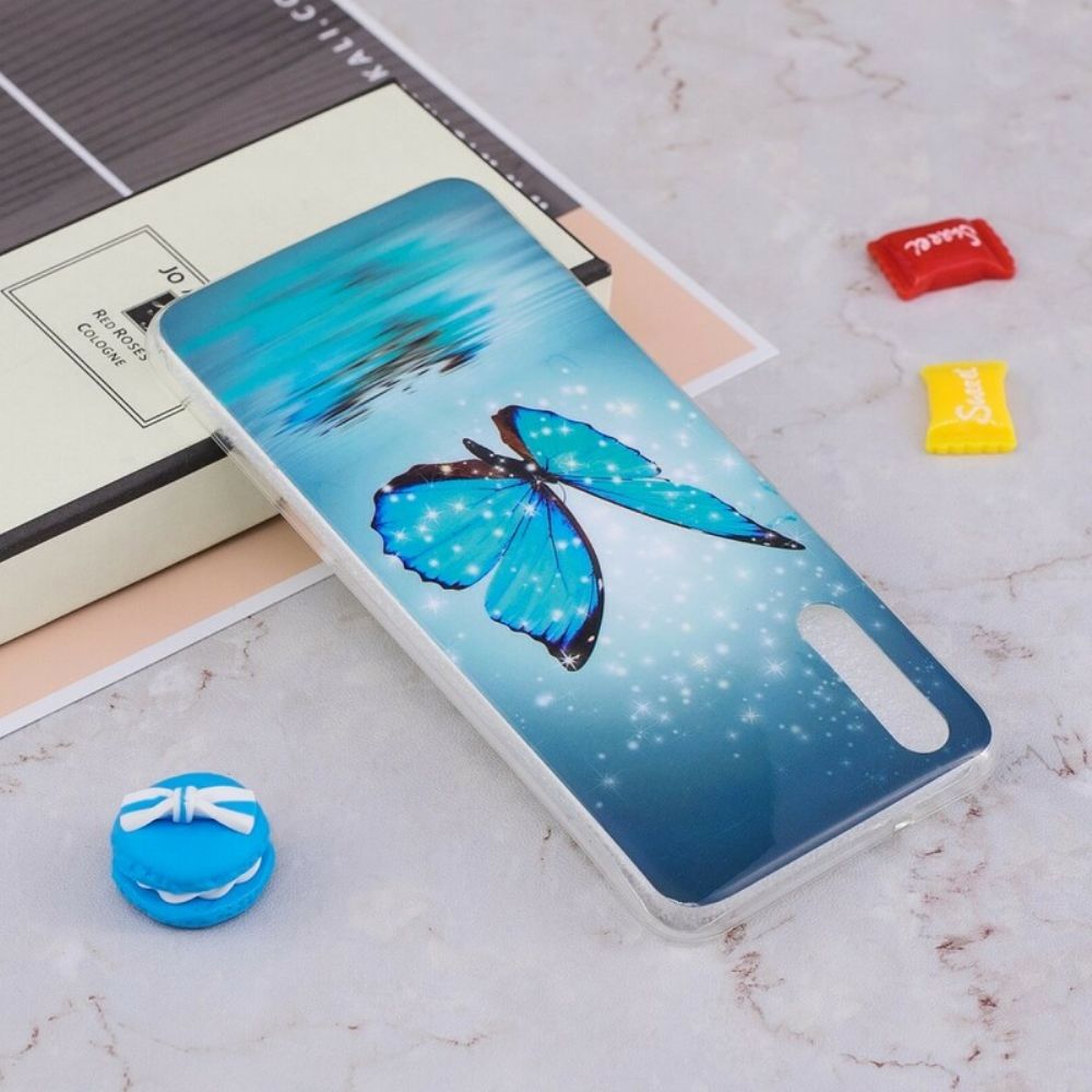 Hülle Für Huawei P20 Fluoreszierender Blauer Schmetterling