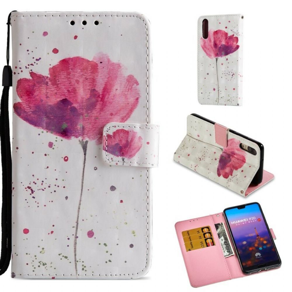 Hülle Lederhüllen Für Huawei P20 3d Aquarell-neckholder