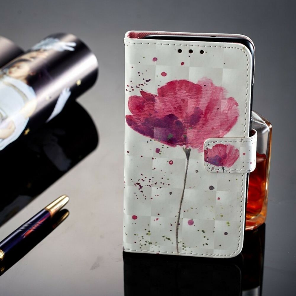 Hülle Lederhüllen Für Huawei P20 3d Aquarell-neckholder