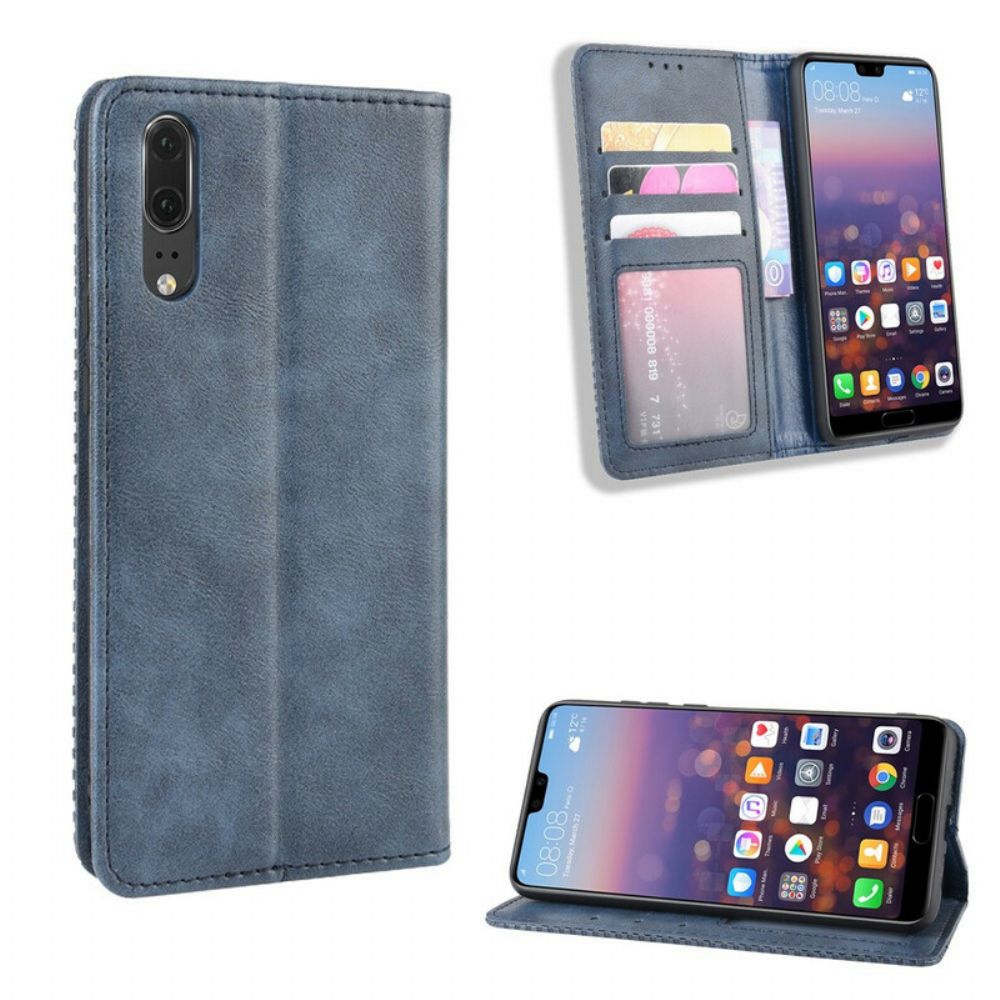 Schutzhülle Für Huawei P20 Flip Case Stilisierter Vintage-ledereffekt