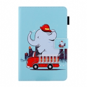 Flip Case Für iPad Mini 6 (2024) Feuerwehrmann-elefant