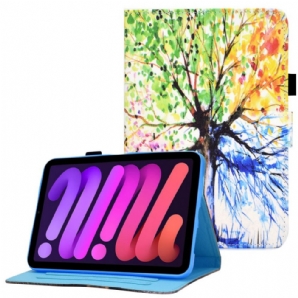 Lederhüllen Für iPad Mini 6 (2024) Aquarellbaum