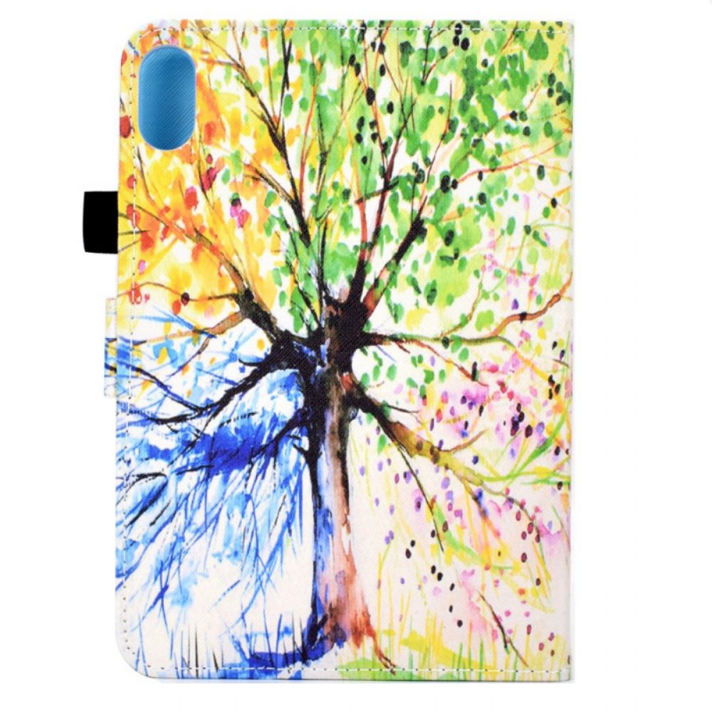 Lederhüllen Für iPad Mini 6 (2024) Aquarellbaum