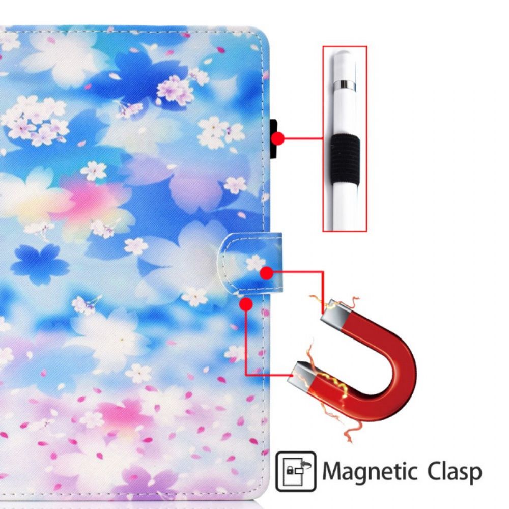 Lederhüllen Für iPad Mini 6 (2024) Aquarellblumen