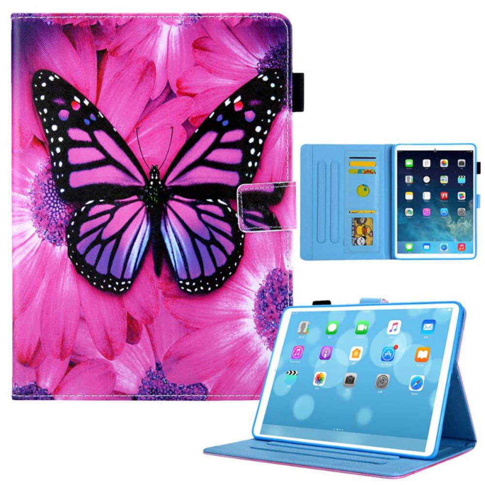 Lederhüllen Für iPad Mini 6 (2024) Schmetterling Mit Blumen