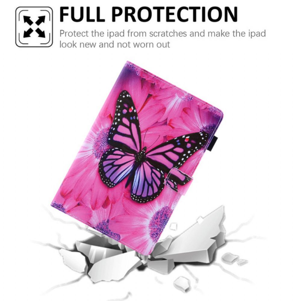 Lederhüllen Für iPad Mini 6 (2024) Schmetterling Mit Blumen