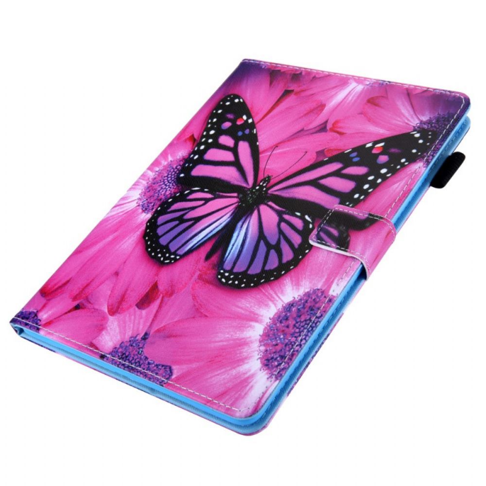 Lederhüllen Für iPad Mini 6 (2024) Schmetterling Mit Blumen