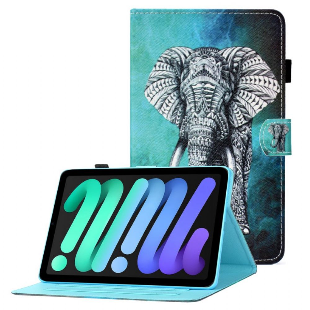 Lederhüllen Für iPad Mini 6 (2024) Stammes-elefant