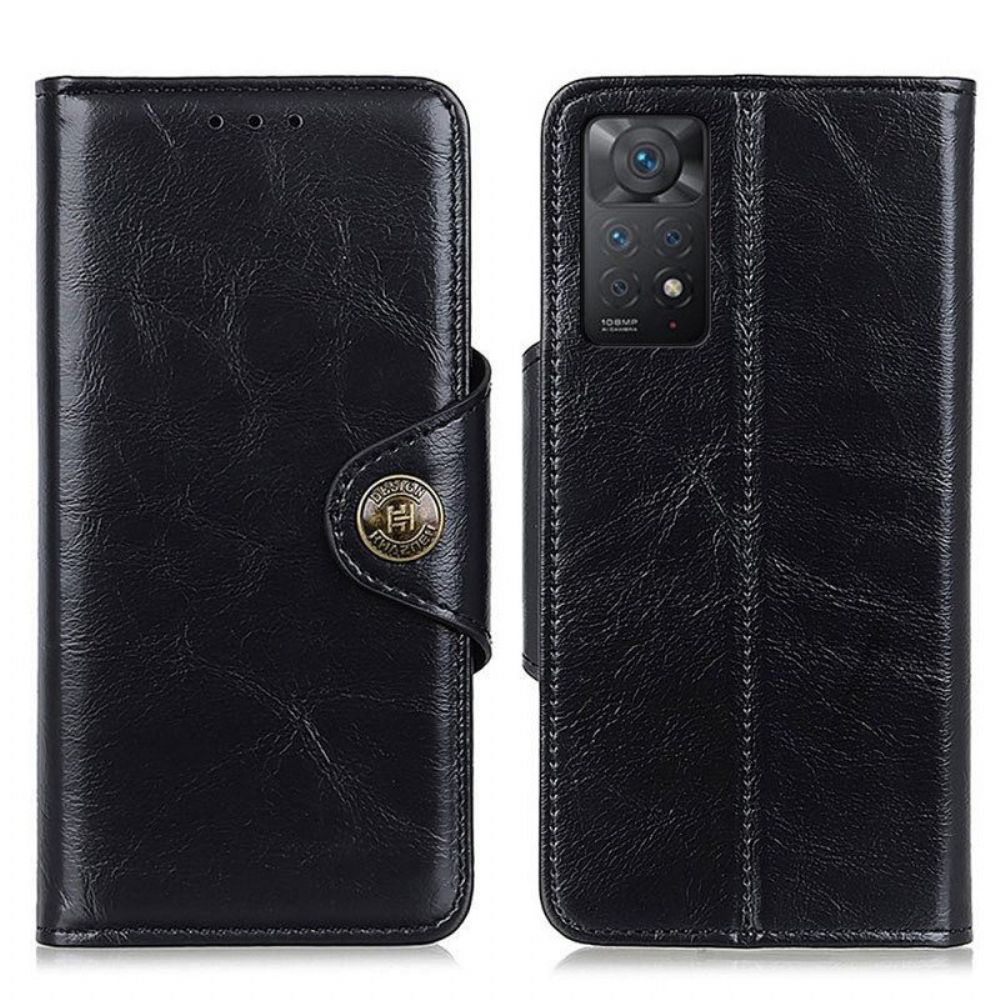 Flip Case Für Xiaomi Redmi Note 11 Pro / 11 Pro 5G Khazneh-knopf Aus Lacklederimitat