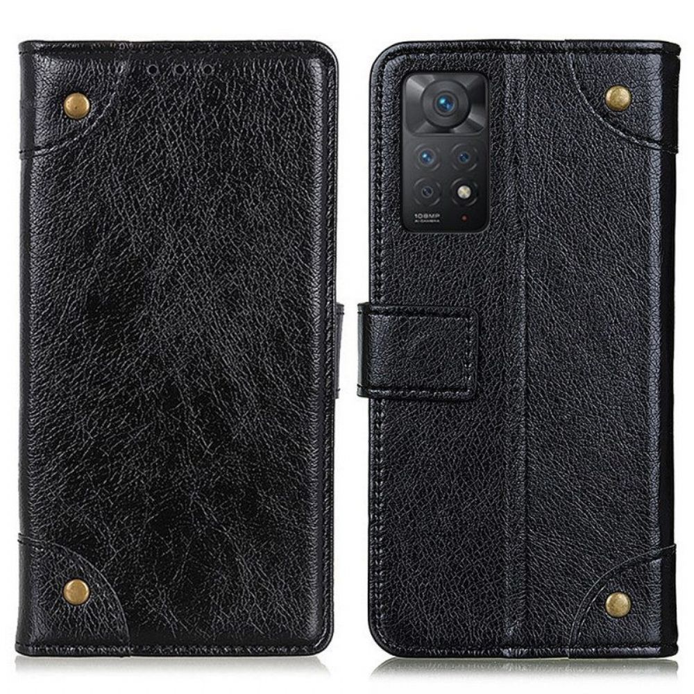 Flip Case Für Xiaomi Redmi Note 11 Pro / 11 Pro 5G Stil: Nappaleder Mit Vintage-nieten