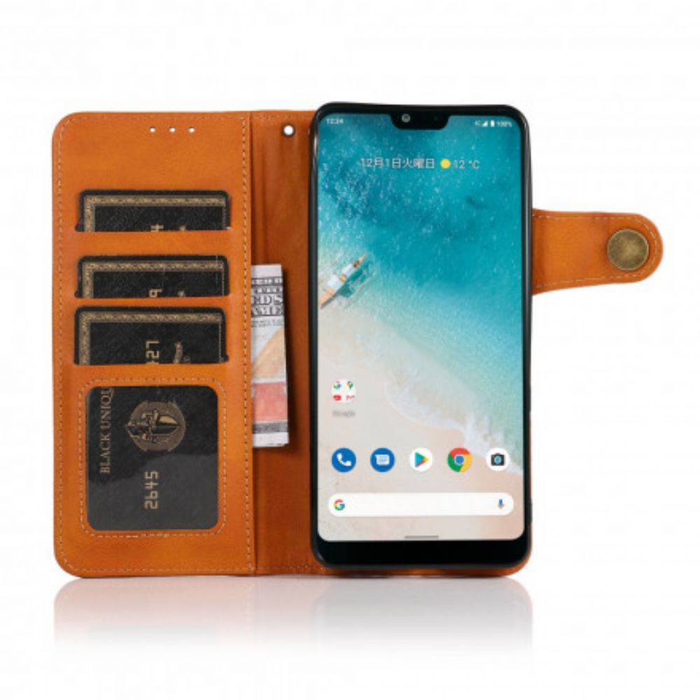 Flip Case Für Moto G60S Kunstlederknopf Khazneh