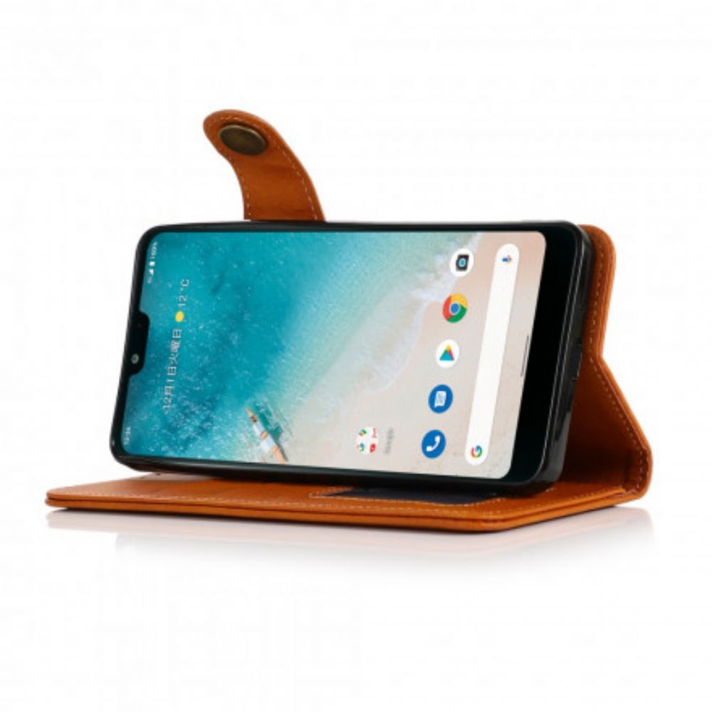 Flip Case Für Moto G60S Kunstlederknopf Khazneh