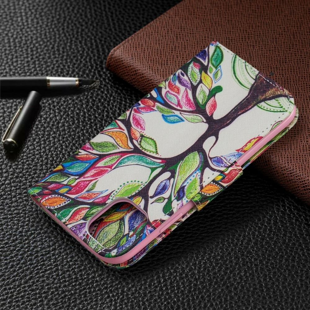 Flip Case Für iPhone 11 Farbiger Baum