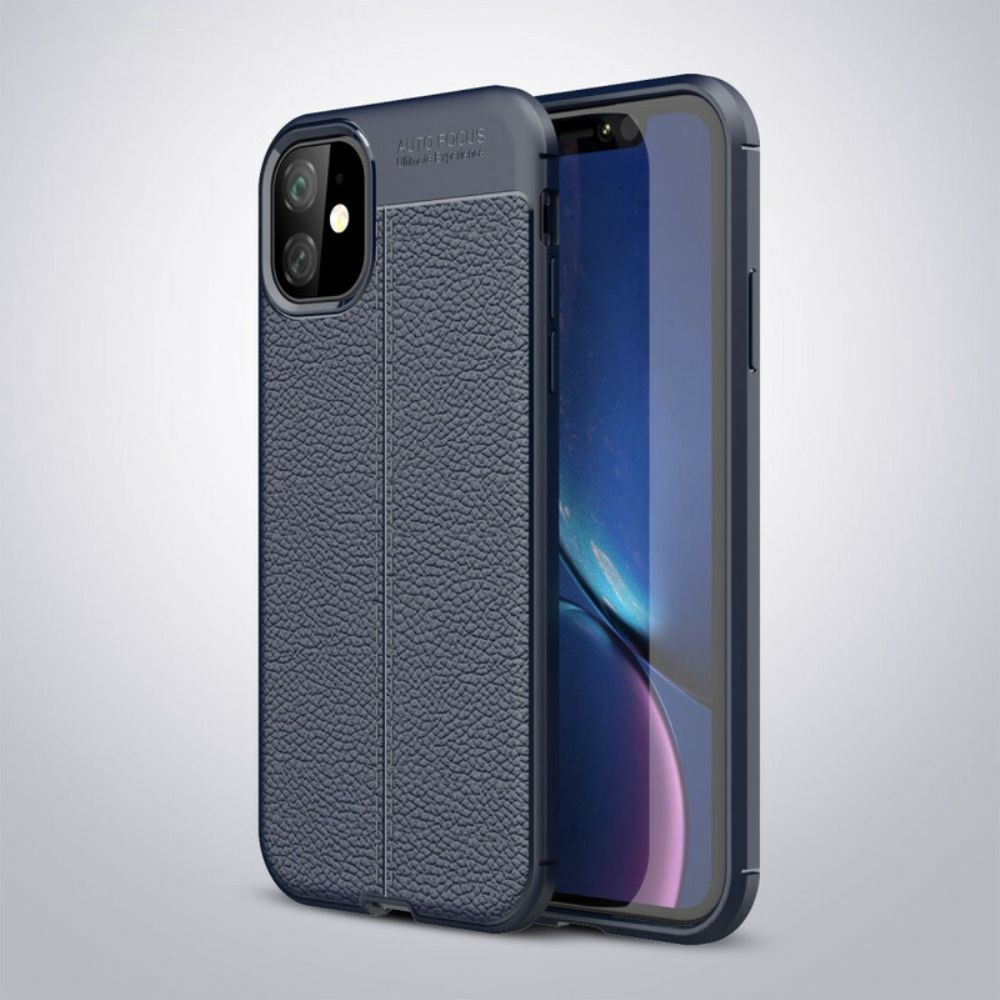 Handyhülle Für iPhone 11 Doppellinie Litschi-leder-effekt