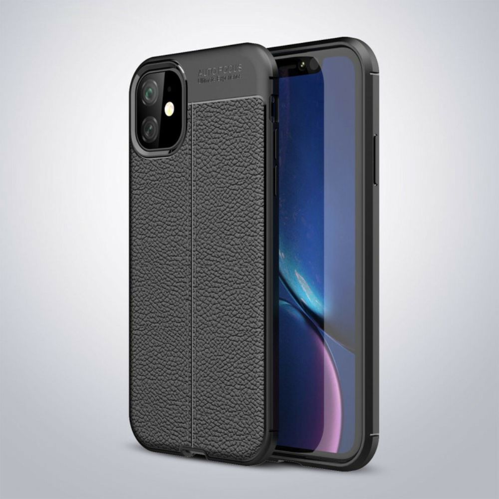 Handyhülle Für iPhone 11 Doppellinie Litschi-leder-effekt