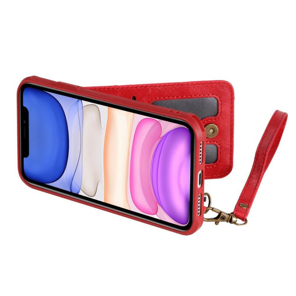 Handyhülle Für iPhone 11 Flip Case Klappkartenhalter Mit Lanyard