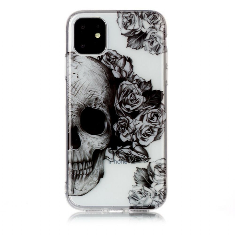 Handyhülle Für iPhone 11 Transparenter Blumenschädel