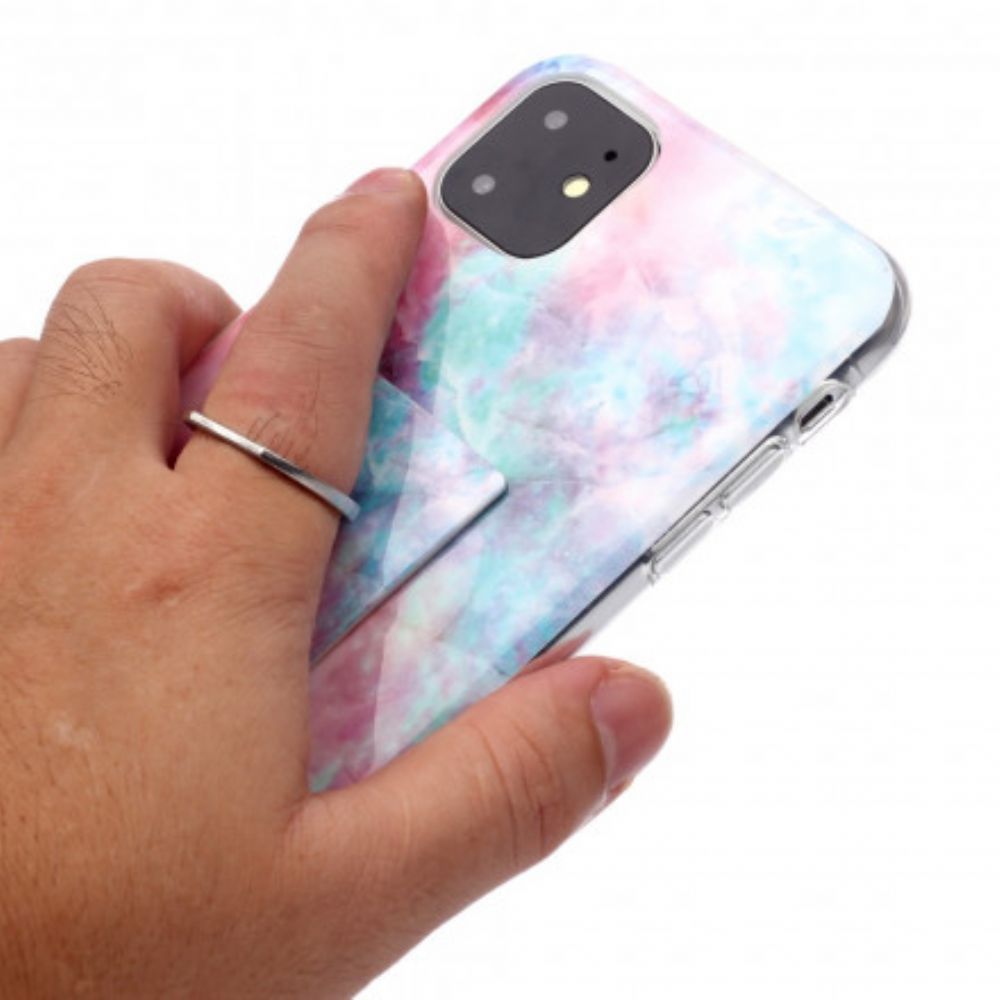 Hülle Für iPhone 11 Marmor-design Mit Ring-stütze