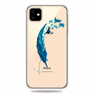 Hülle Für iPhone 11 Schöne Blaue Feder