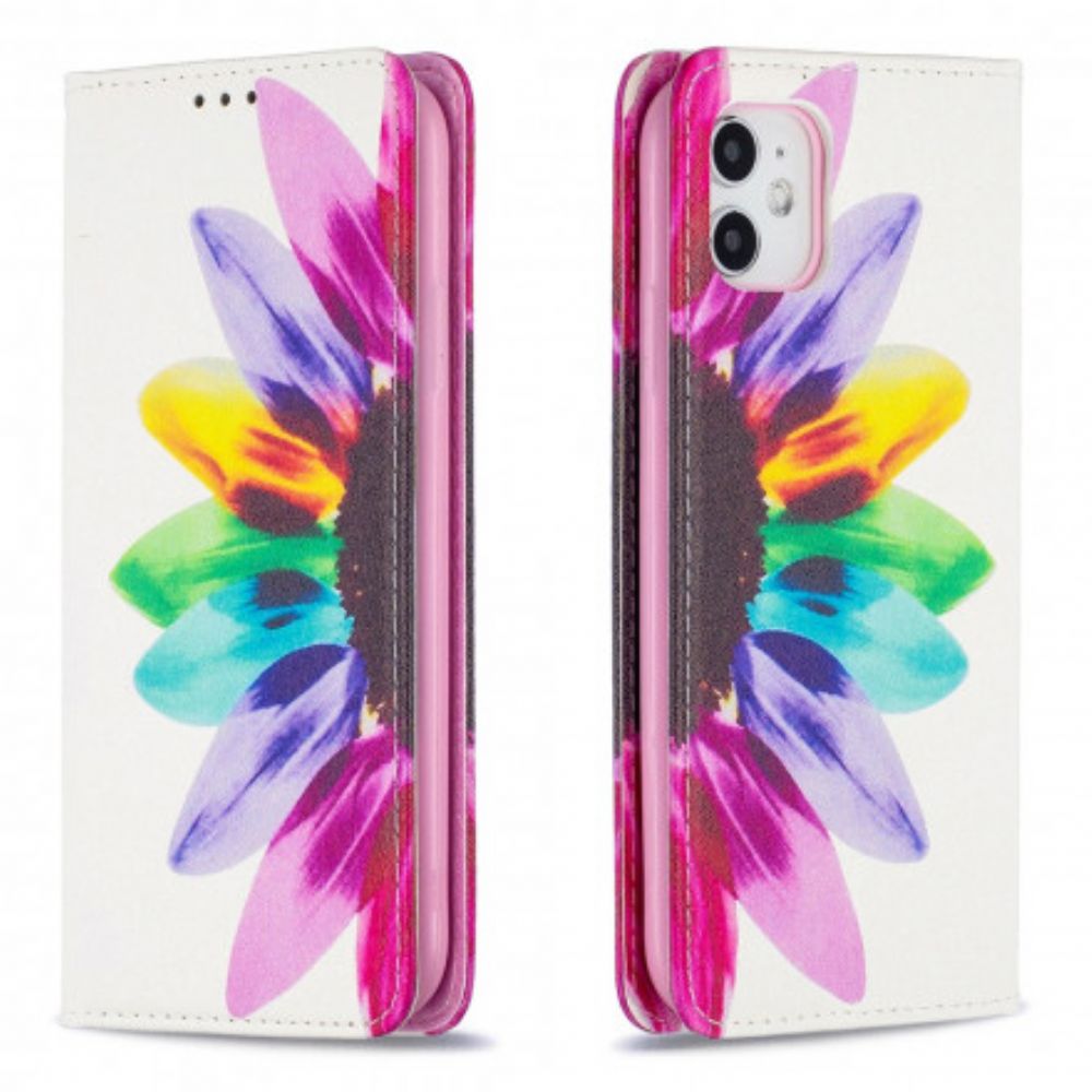 Schutzhülle Für iPhone 11 Flip Case Aquarell Blume