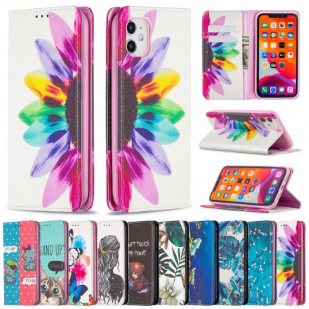 Schutzhülle Für iPhone 11 Flip Case Aquarell Blume