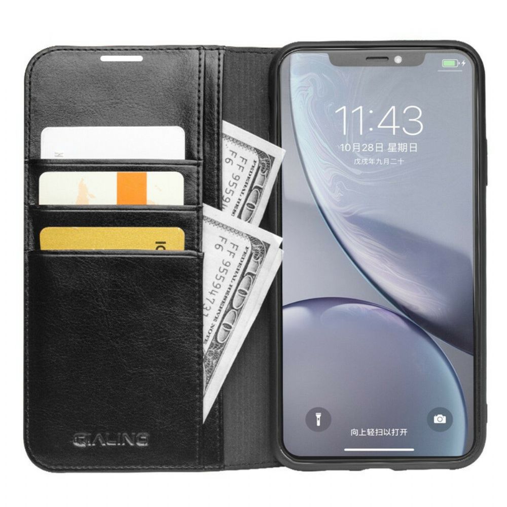 Schutzhülle Für iPhone 11 Flip Case Echtes Qialino-leder