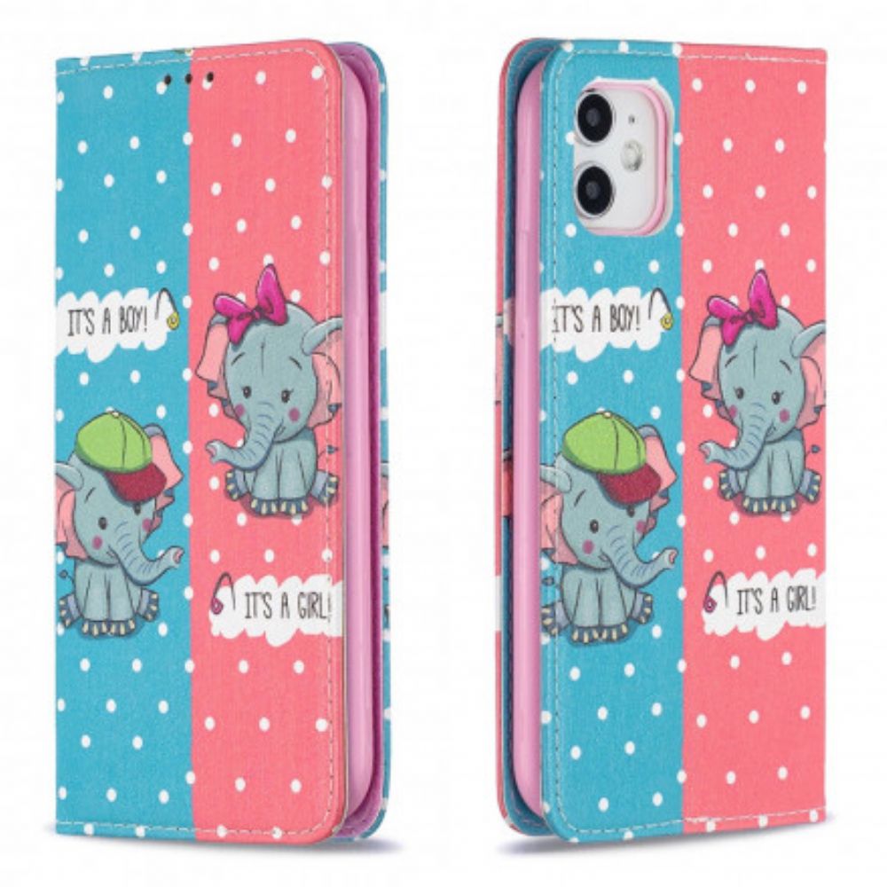 Schutzhülle Für iPhone 11 Flip Case Elefantenbabys