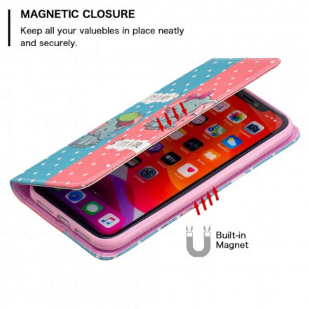 Schutzhülle Für iPhone 11 Flip Case Elefantenbabys