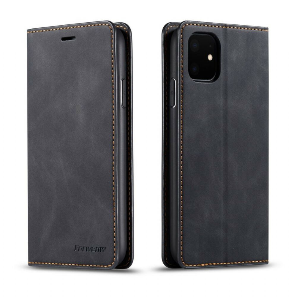 Schutzhülle Für iPhone 11 Flip Case Ledereffekt Vorw