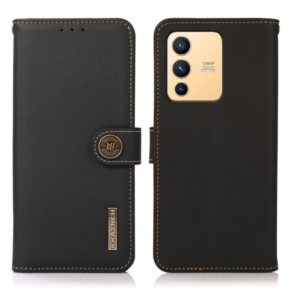 Flip Case Für Vivo V23 5G Echtes Leder Khazneh Rfid