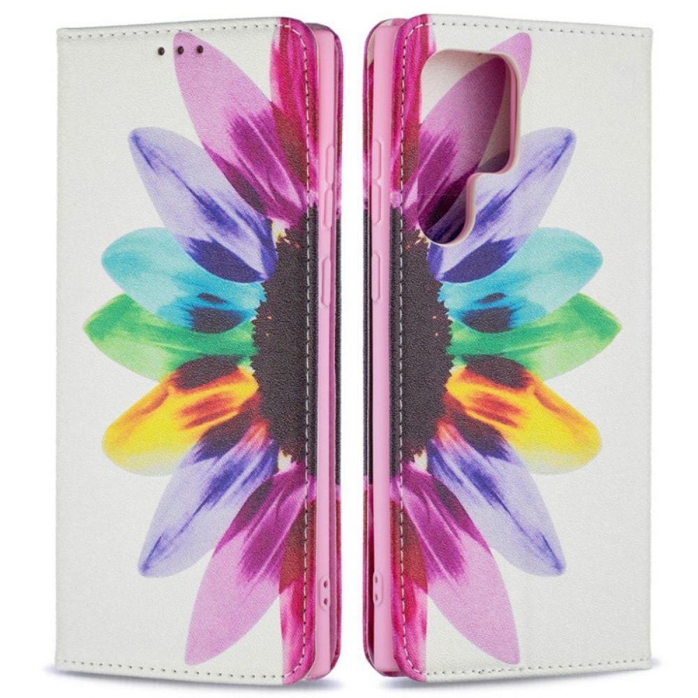 Flip Case Für Samsung Galaxy S22 Ultra 5G Aquarell Blume