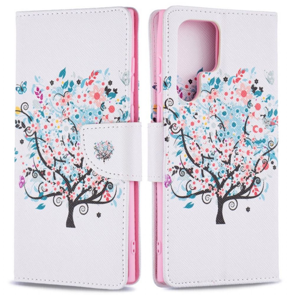 Flip Case Für Samsung Galaxy S22 Ultra 5G Blumiger Baum