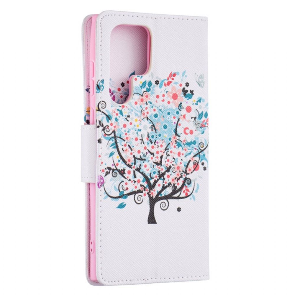 Flip Case Für Samsung Galaxy S22 Ultra 5G Blumiger Baum