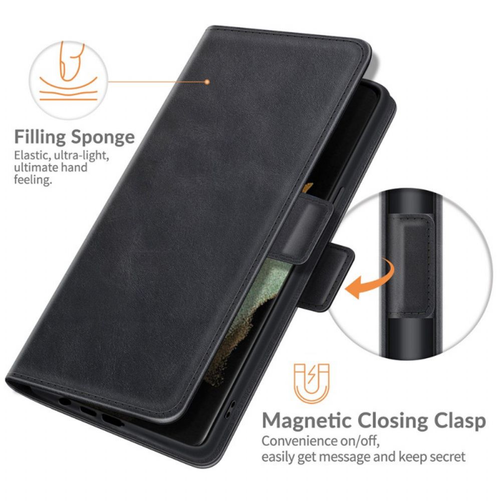 Flip Case Für Samsung Galaxy S22 Ultra 5G Flip Case Doppelte Designklappe