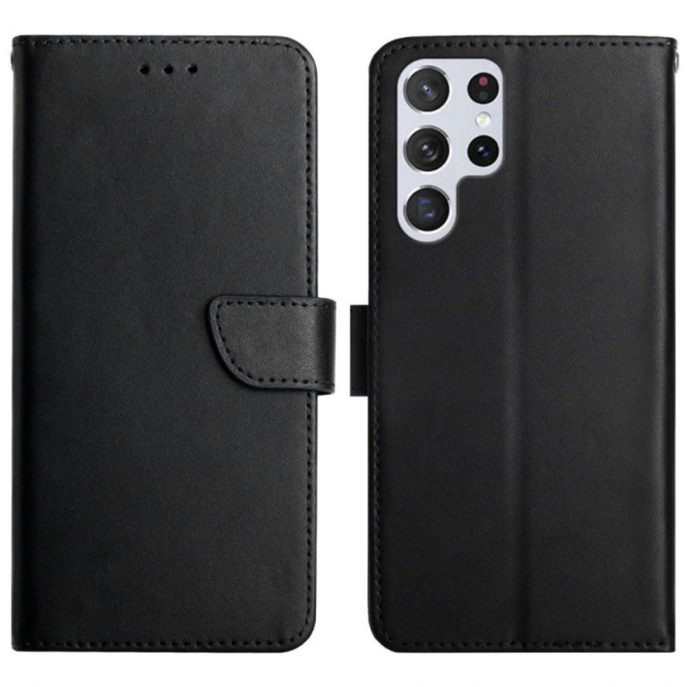 Flip Case Für Samsung Galaxy S22 Ultra 5G Echtes Nappaleder