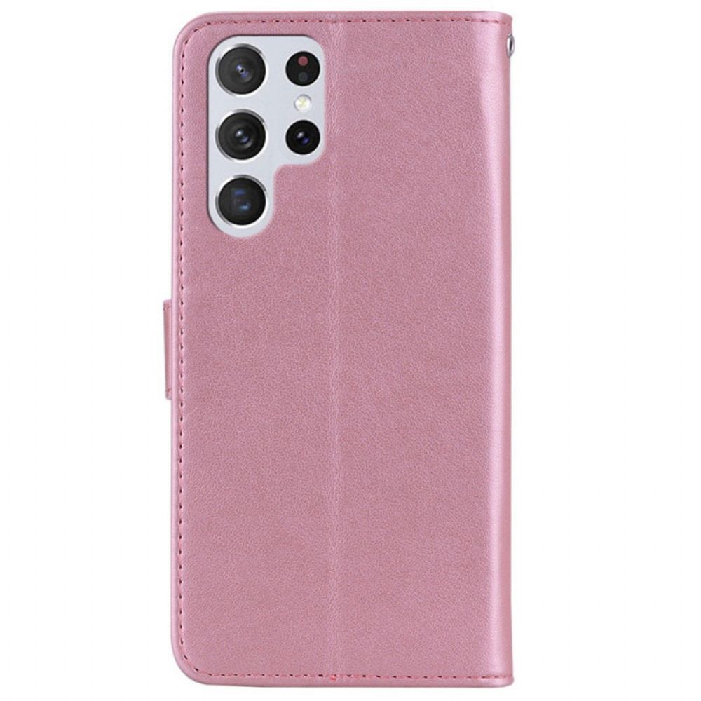 Flip Case Für Samsung Galaxy S22 Ultra 5G Eulen-mandala Und Anhänger