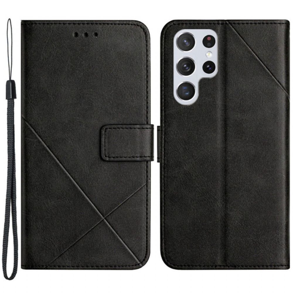 Flip Case Für Samsung Galaxy S22 Ultra 5G Geo X Design Lederstil