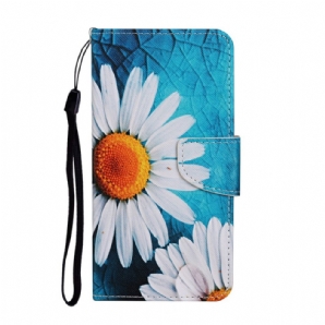 Flip Case Für Samsung Galaxy S22 Ultra 5G Mit Kordel Tanga-gänseblümchen