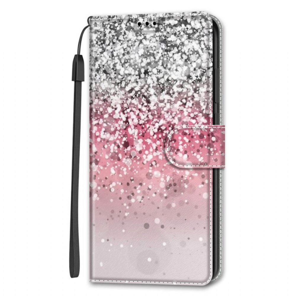 Flip Case Für Samsung Galaxy S22 Ultra 5G Pailletten Mit Riemen