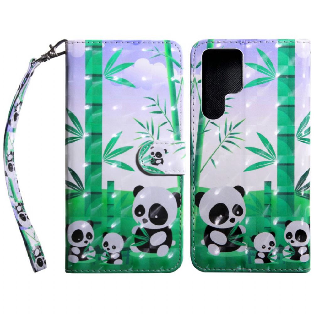 Flip Case Für Samsung Galaxy S22 Ultra 5G Panda-familie