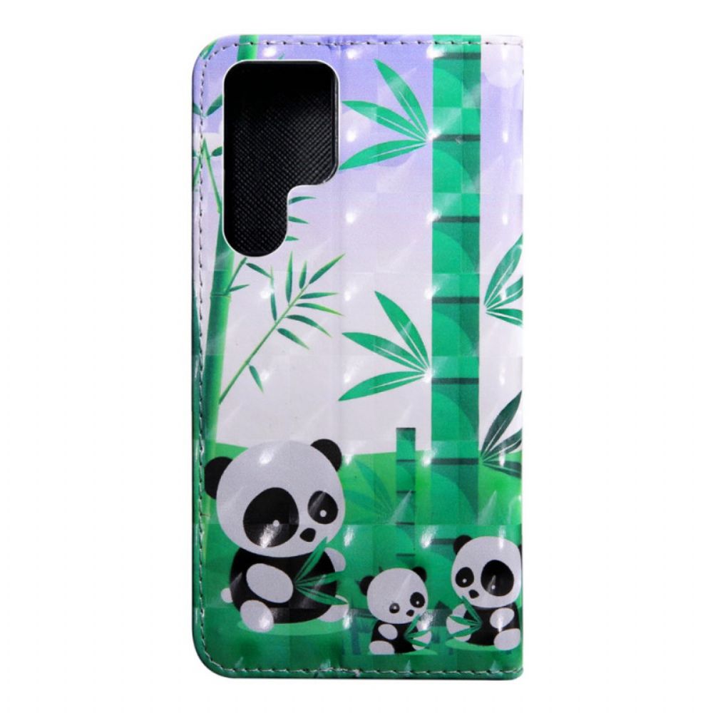 Flip Case Für Samsung Galaxy S22 Ultra 5G Panda-familie