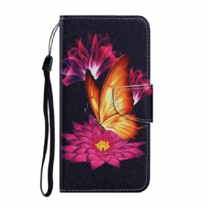 Flip Case Für Samsung Galaxy S22 Ultra 5G Schmetterling Und Lotus