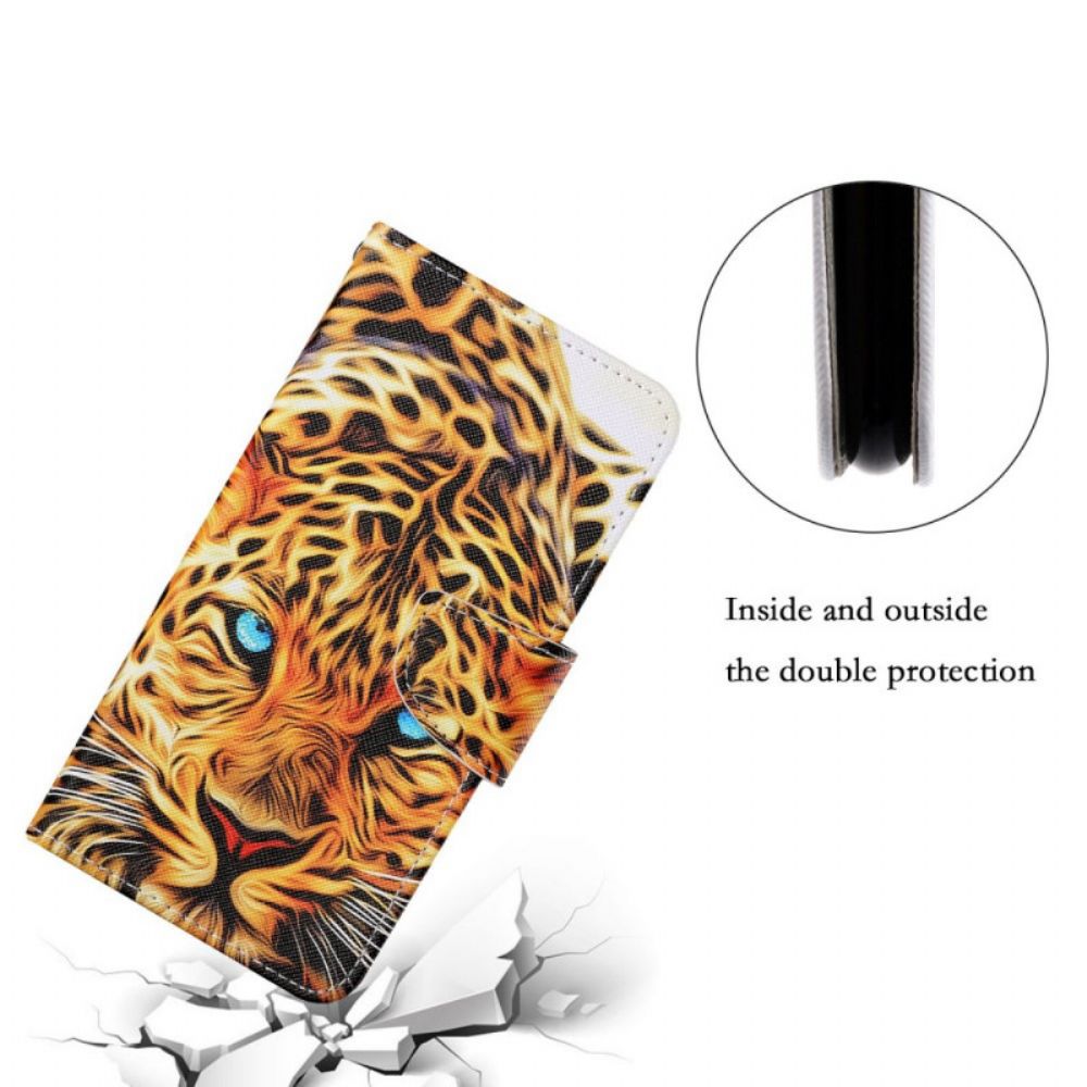 Flip Case Für Samsung Galaxy S22 Ultra 5G Tiger Mit Lanyard